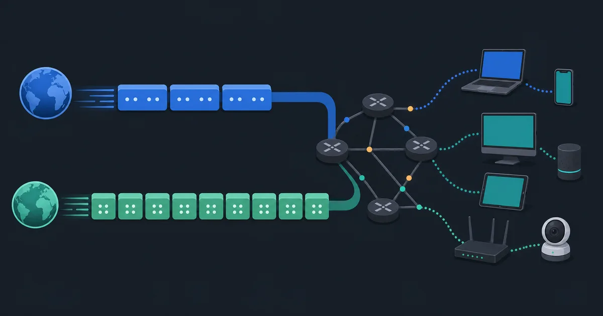 IPv4 and IPv6 address formats travel through the same network toward connected devices