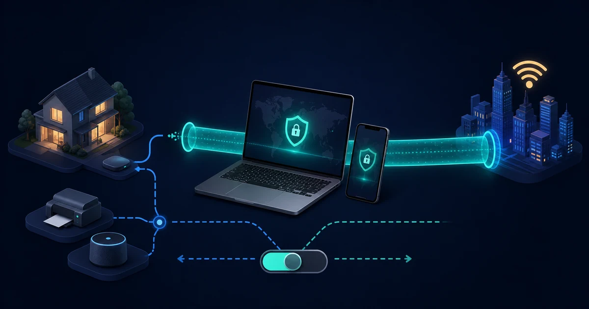 A phone stays connected to an encrypted VPN tunnel while switching between trusted and public networks